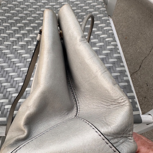 Moschino Genuine Calf Leather Tote Bag with Crossbody Made in ITALY EUC Grey - Picture 10 of 11